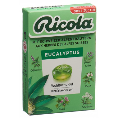 Ricola Caramelle all'eucalipto senza zucchero con stevia confezione da 50g
