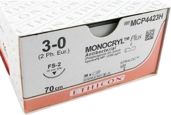 MONOCRYL PLUS 70 cm non colorato 3-0 FS-2 36 pezzi