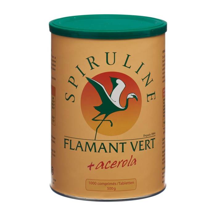 Spirulina Flamant Vert + Acerola (Vitamina C) Compresse 500mg 1000 pezzi