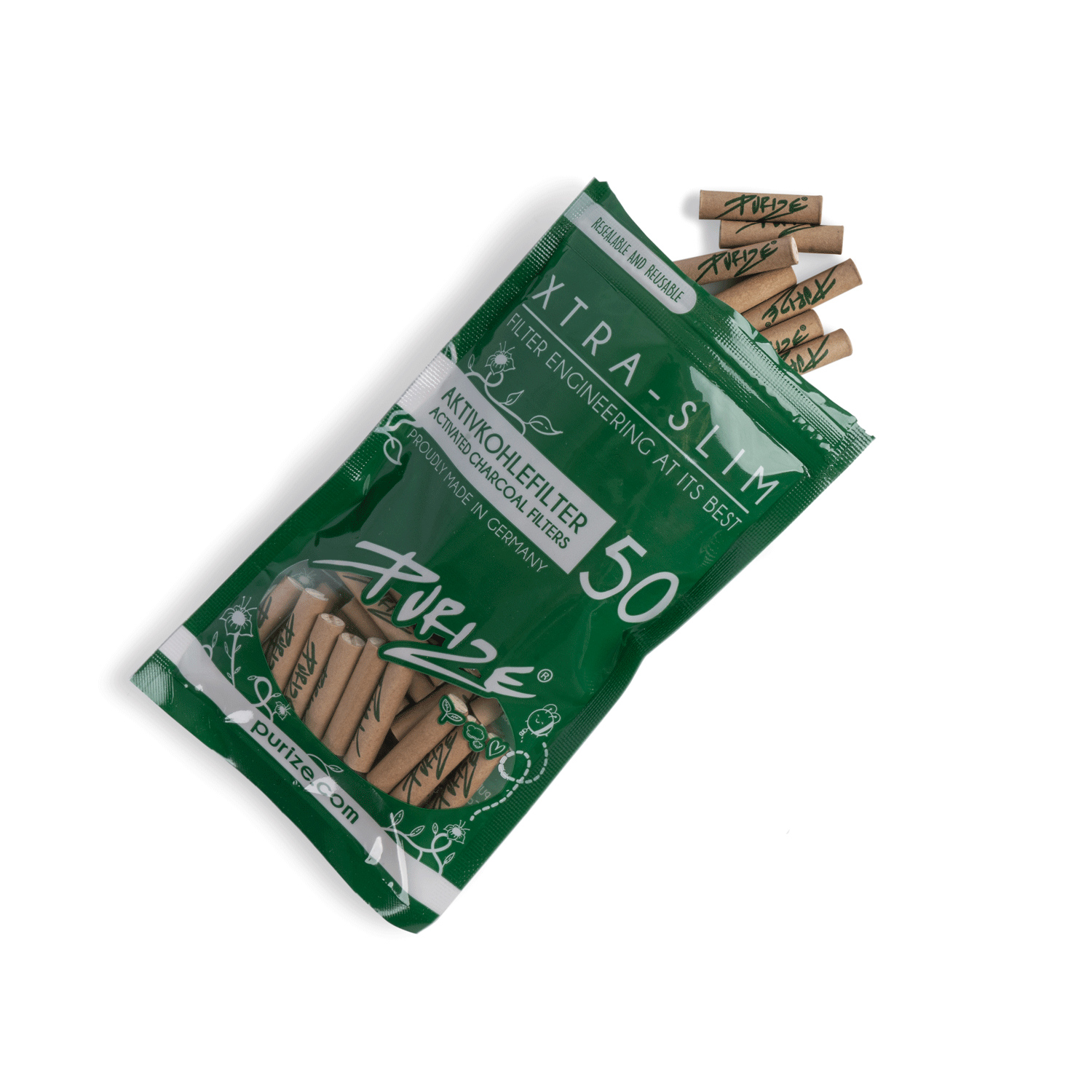 PURIZE® Xtra Slim filtro a carboni attivi ORGANIC 50 pezzi