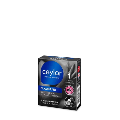 Preservativo CEYLOR a fascia blu con serbatoio