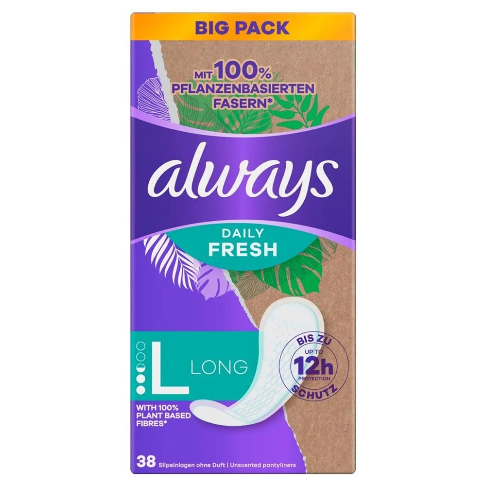 sempre salvaslip Daily Fresh 100% fibre vegetali Long BigPack 38 pezzi
