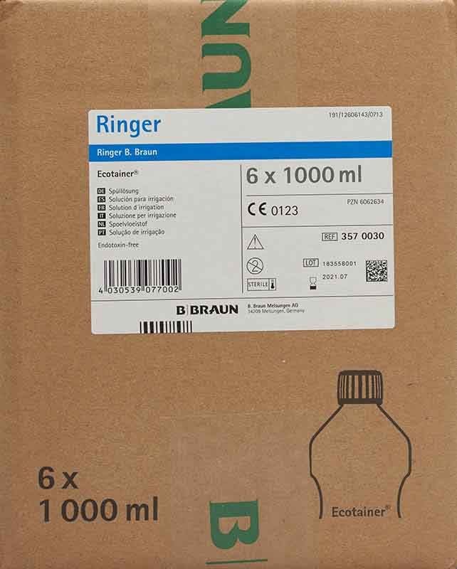 RINGER B. Braun Soluzione di risciacquo 1000ml Ecotainer 6 pezzi