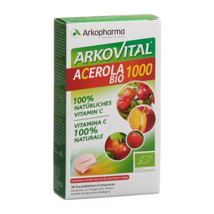 Arkovital Acerola Arkopharma Compresse 1000mg bio 30 pezzi