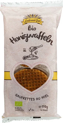 LEIBUNDGUT Cialde al miele biologiche, confezione da 175 g