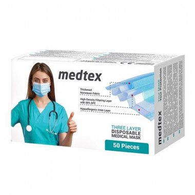 MedTex maschera medica monouso tipo IIR EN14683 50 pezzi