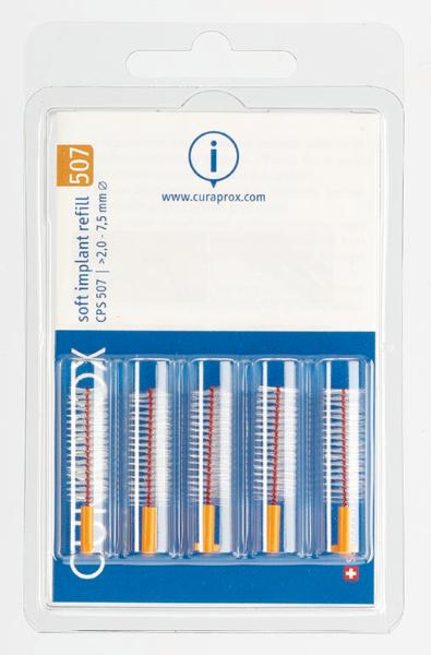 Curaprox CPS 507 Spazzolino interdentale morbido per impianti arancione 5 pezzi