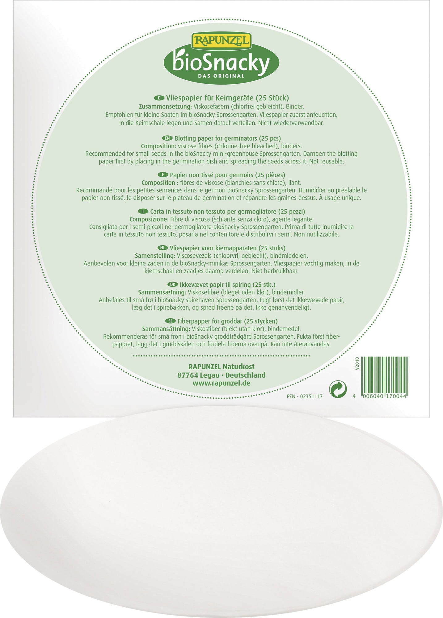 carta in pile bioSnacky per giardino di germogli 25 pezzi