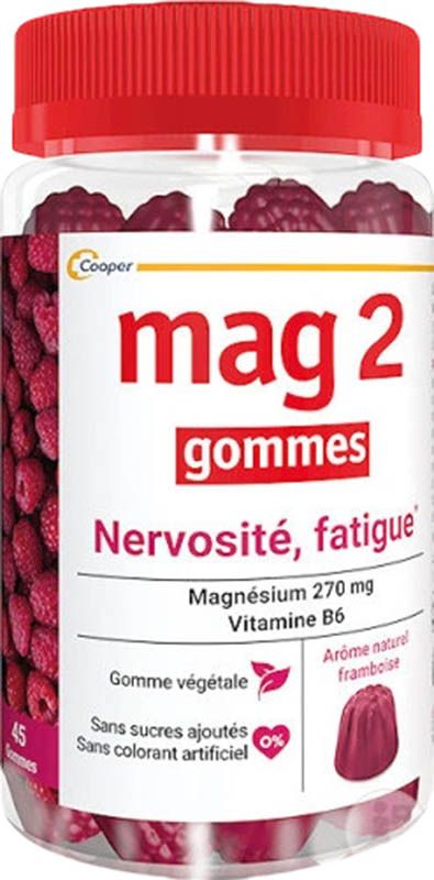 Mag 2 gommine nervosismo e stanchezza lampone 45 pezzi