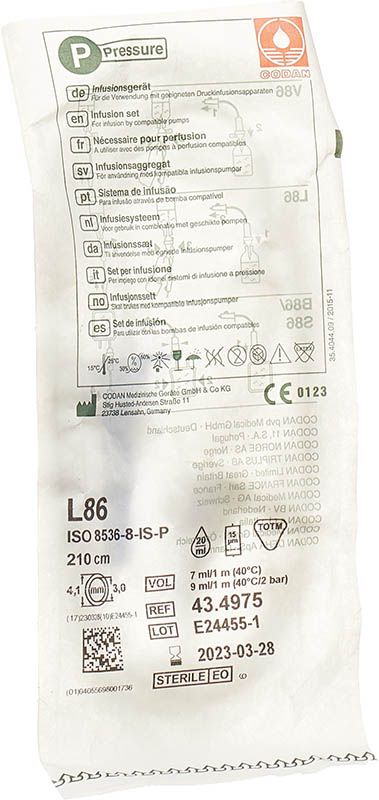 Set per infusione Codan Luer Lock 210 cm L 86-P senza lattice