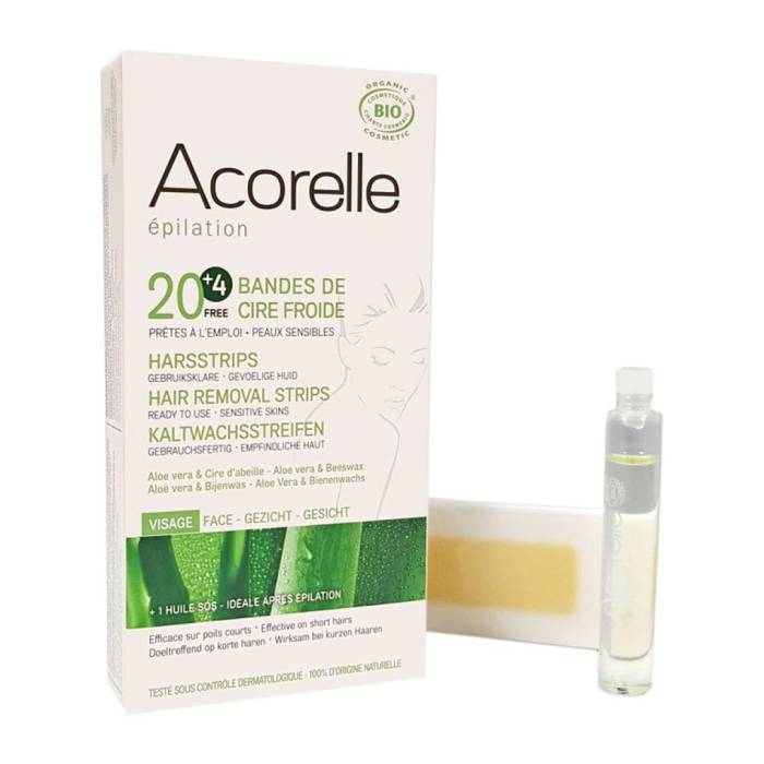 Strisce di cera a freddo Acorelle viso 20 pezzi + 4 pezzi in omaggio