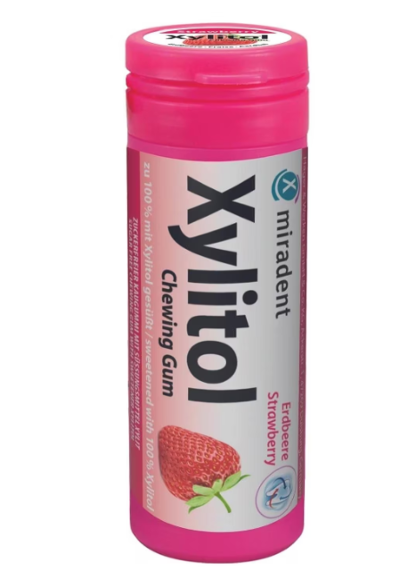 Miradent Gomma da masticare allo Xilitolo per bambini Fragola 30 pezzi