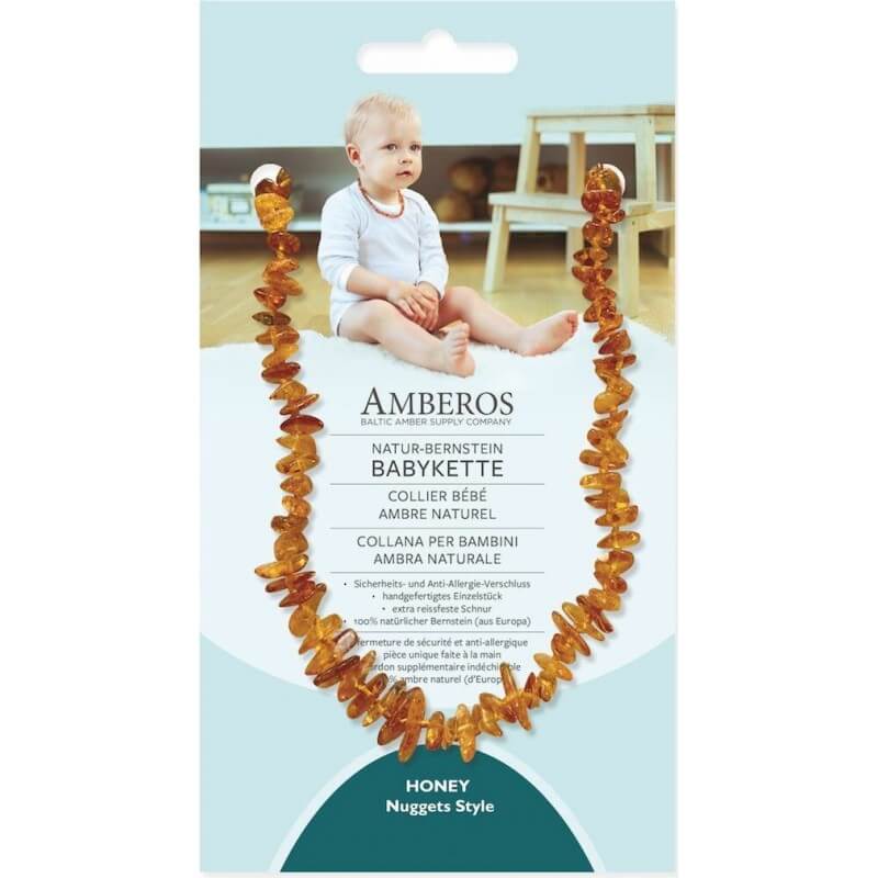 AMBEROS Collana di ambra naturale Pepite di miele