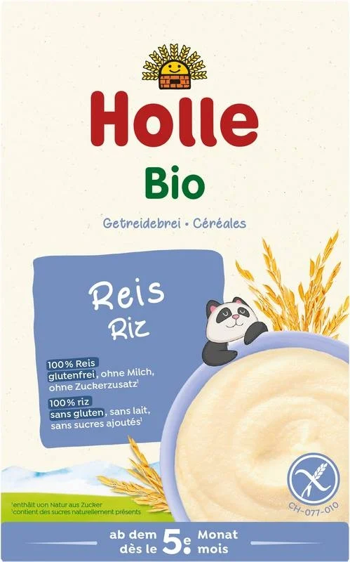 HOLLE Pappa biologica per neonati con fiocchi di riso 250 g