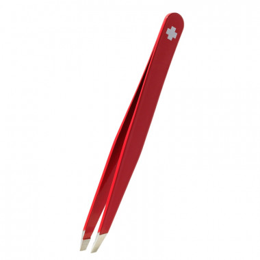 Pinzetta Rubis a croce svizzera diagonale rossa in acciaio inox