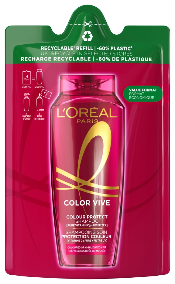 Elseve colour shine shampoo refill care system 250ml