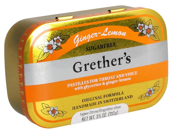 GRETHERS Pastiglie di zenzero e limone senza zucchero 110g