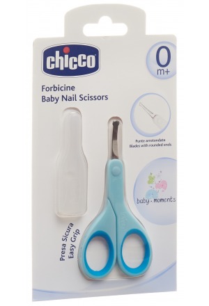 Forbici Chicco con cappuccio protettivo azzurro