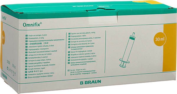 Siringa OMNIFIX 30ml Luer Lock senza lattice 100 pezzi