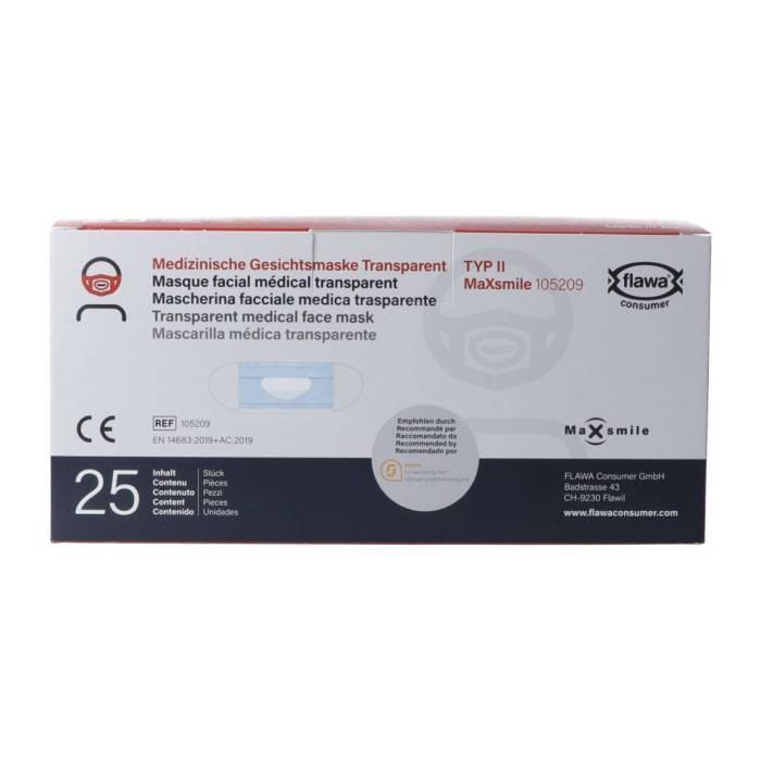 Flawa MaXsmile maschera tipo II trasparente EU 25 pezzi