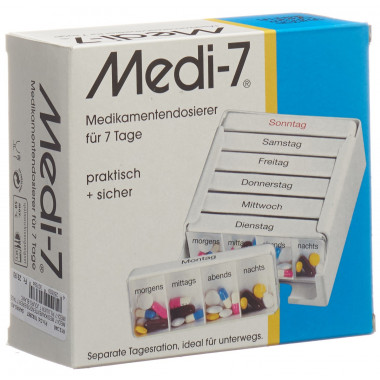 Sahag Medi-7 dispensatore di farmaci 7 giorni 4 scomparti al giorno bianco tedesco