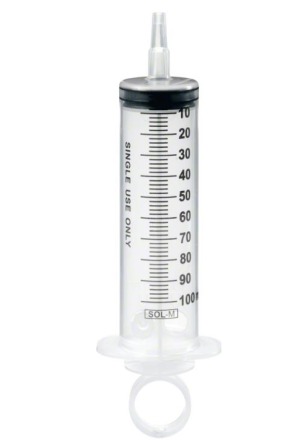 Siringa Sol-M 100ml con attacco per catetere e adattatore Luer 30 pezzi
