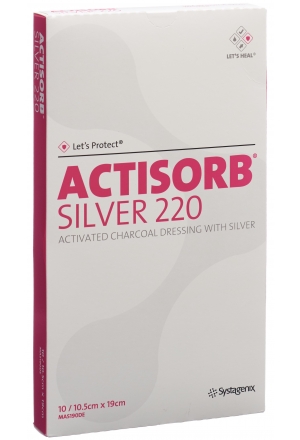 Actisorb Silver 220 Kohleverband 19x10.5cm 10 Stück