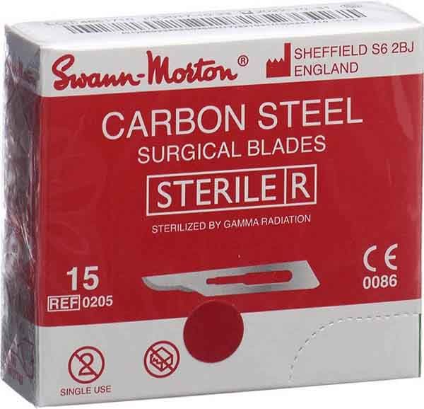 Lama per bisturi SWANN-MORTON Fig.15 sterile 100 pezzi