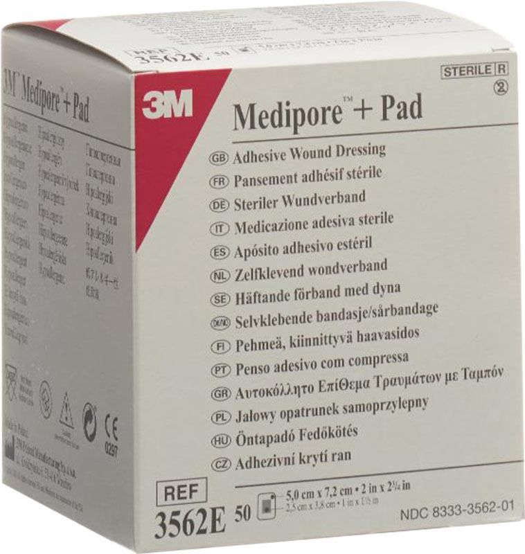 3M Medipore+Pad 5x7.2cm Wundkisse 2.8x3.8cm 50 Stück