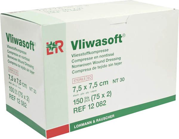 Compresse in tessuto non tessuto Vliwasoft 7,5x7,5 cm a 4 strati sterili 75 x 2 pezzi