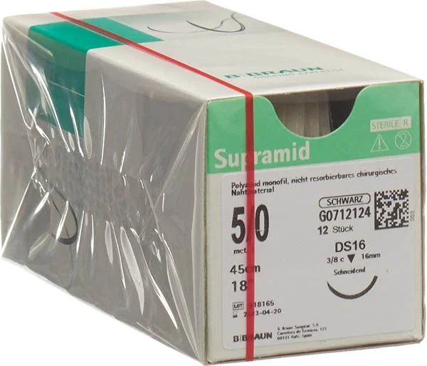 Supramid 45cm DS 16 5-0 nero 12 pezzi