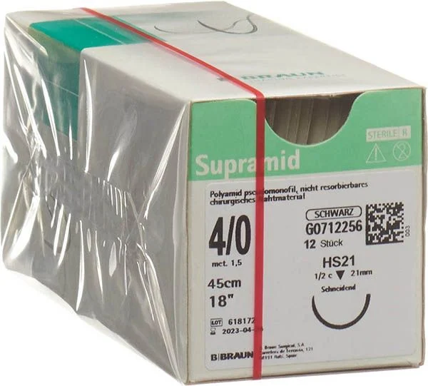 Supramid 45cm HS 21 4-0 nero 12 pezzi