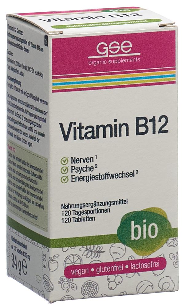 GSE Vitamina B12 Compresse compatte Vetro organico 120 pezzi