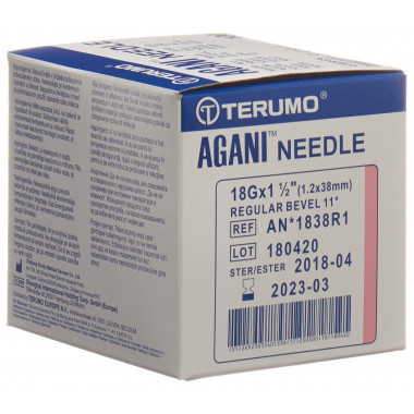 Terumo Agani cannula monouso 18G 1,2x38mm rosa 100 pezzi