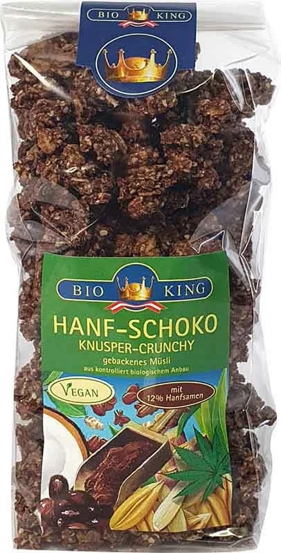 BioKing Crisp Crunch al cioccolato di canapa biologico 375g