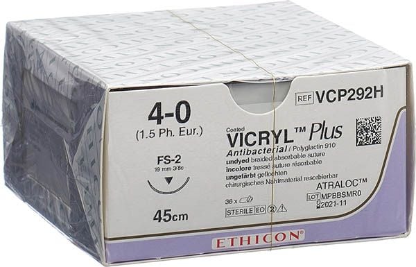 VICRYL PLUS 45cm non colorato 4-0 FS-2S 36 pezzi