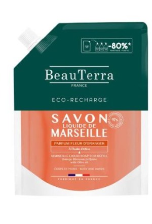 Sapone liquido BeauTerra Marsiglia Ricarica Arancione 900ml