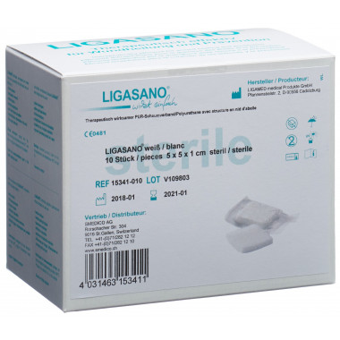 Impacchi di schiuma Ligasano 5x5x1cm sterili 10 pezzi