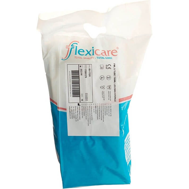 Flexicare Urinbeutel 750ml 7cm Ablauf Rücklaufventil 10 Stück
