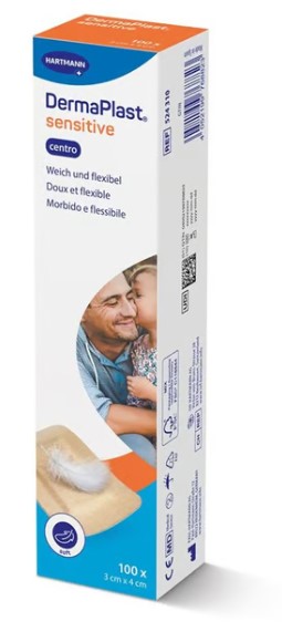 DermaPlast® Sens Cent Strips 3x4cm beige 100 pezzi