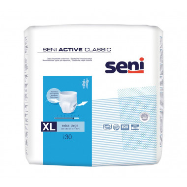 Seni Active Classic pantaloni monouso XL traspiranti circonferenza fianchi 120-160cm 5,5 gocce 30 pezzi
