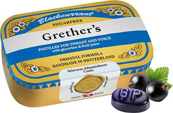 Grethers Pastiglie di ribes nero senza zucchero 110g