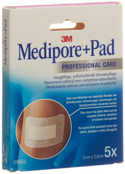 3M Medipore+Pad 5x7,2cm Tampone per ferite 2,8x3,8cm 5 pezzi