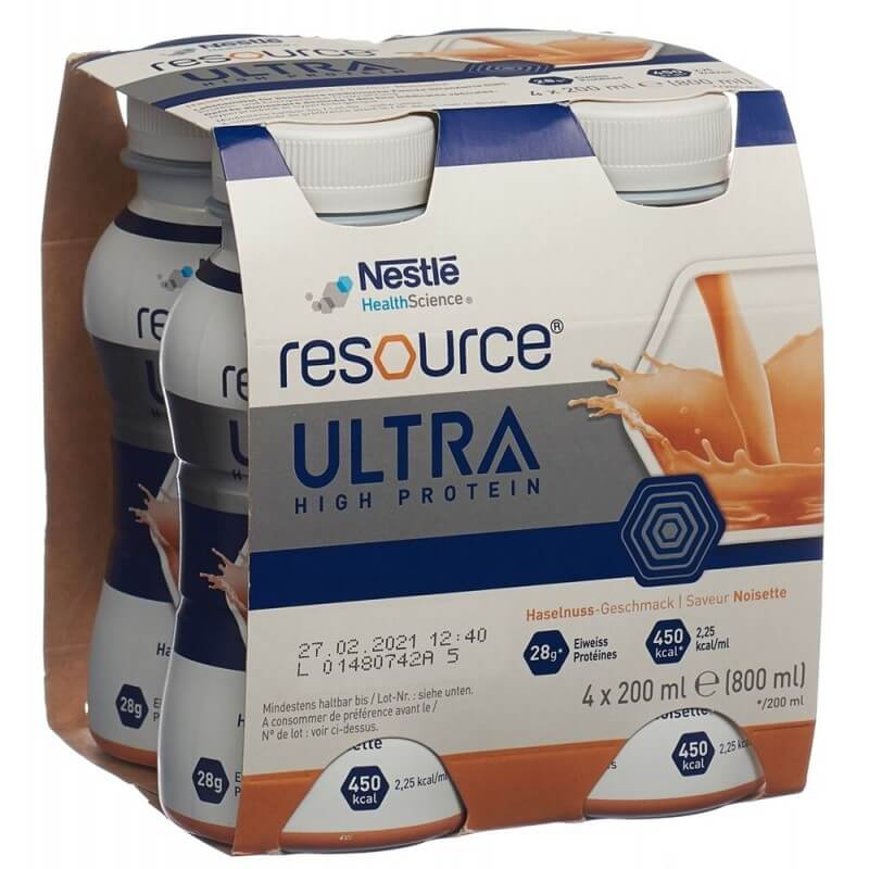 Resource Ultra High Protein Haselnuss 4 Fl 200ml