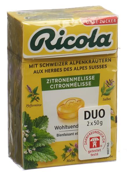 Caramelle Ricola alla melissa senza zucchero con stevia, 2 x 50 g