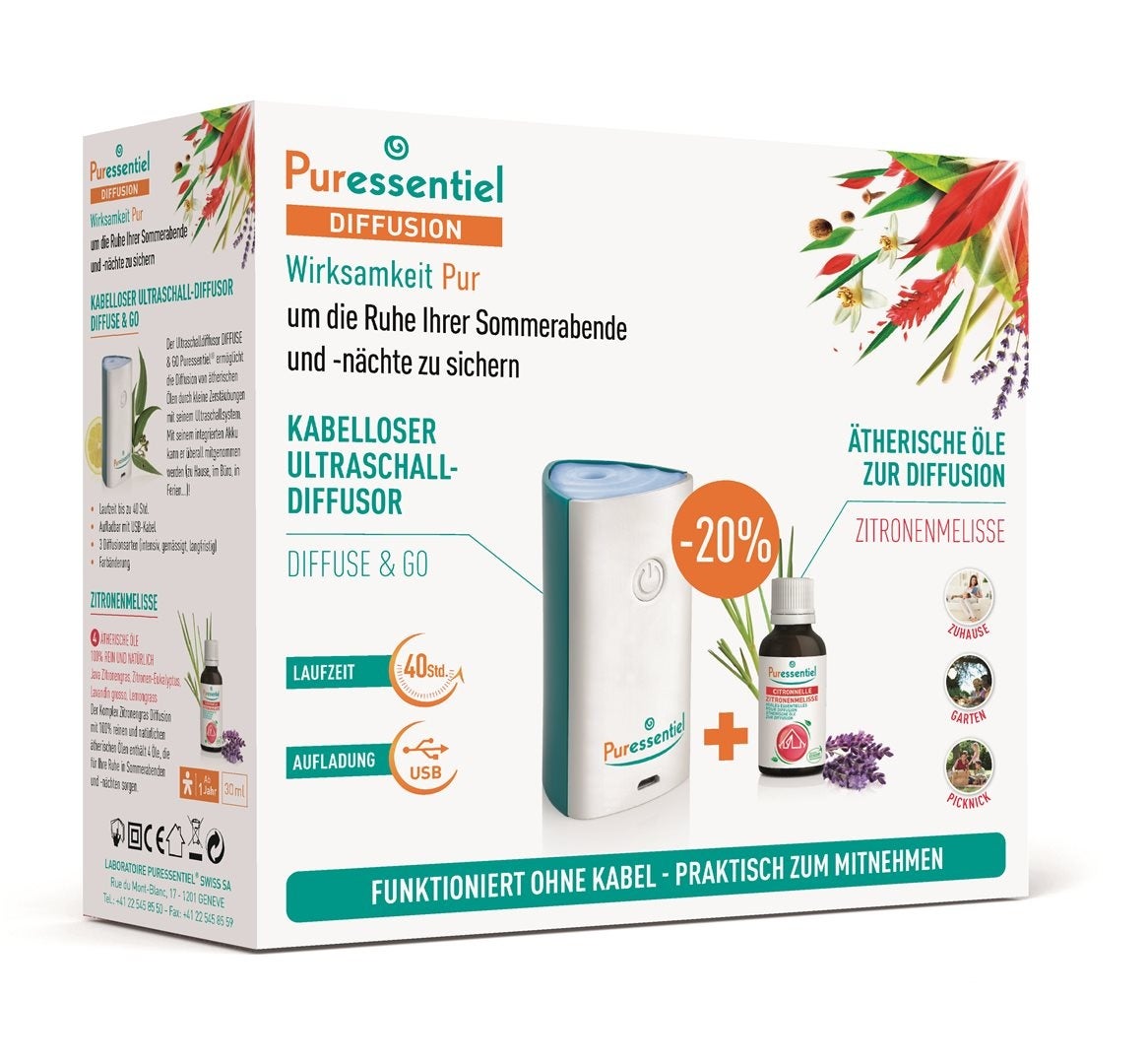Puressentiel Anti-Sting Box Diffuse & Go + miscela di profumi Zitronell