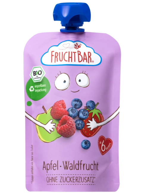 Fruchtbar Purea di frutta biologica Mela Frutta di Bosco Btl 100g