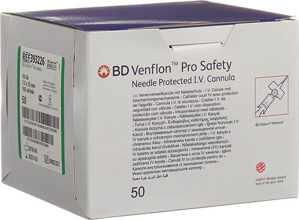 BD VENFLON Pro Safety 18G 1,3x32mm verde 50 pezzi
