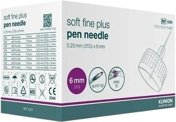 KLINION Soft Fine Pen Aghi da 6 mm 31G, 110 pezzi