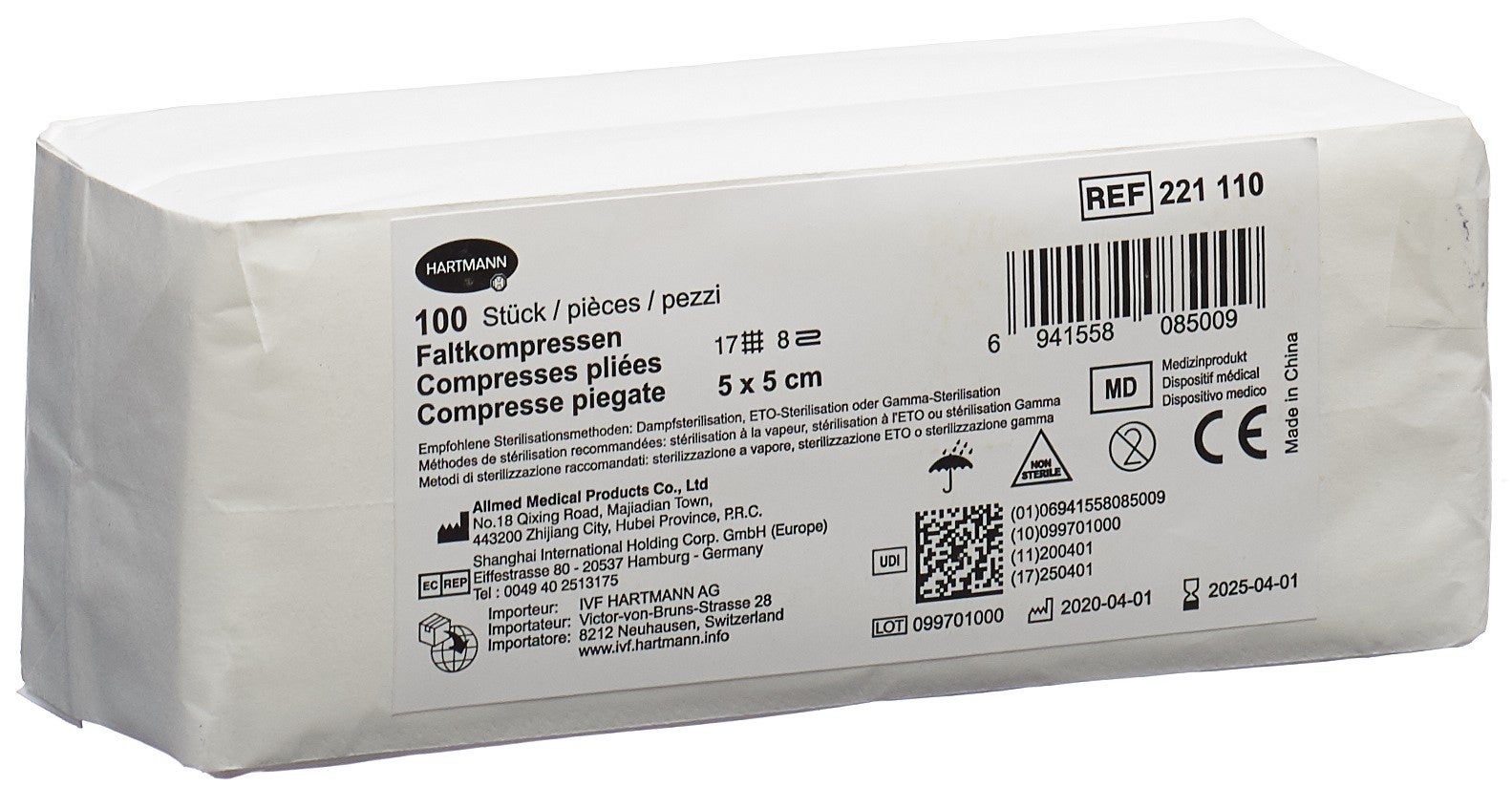 Compressa pieghevole FIV tipo 17 5x5cm 8 pieghe 100 pezzi